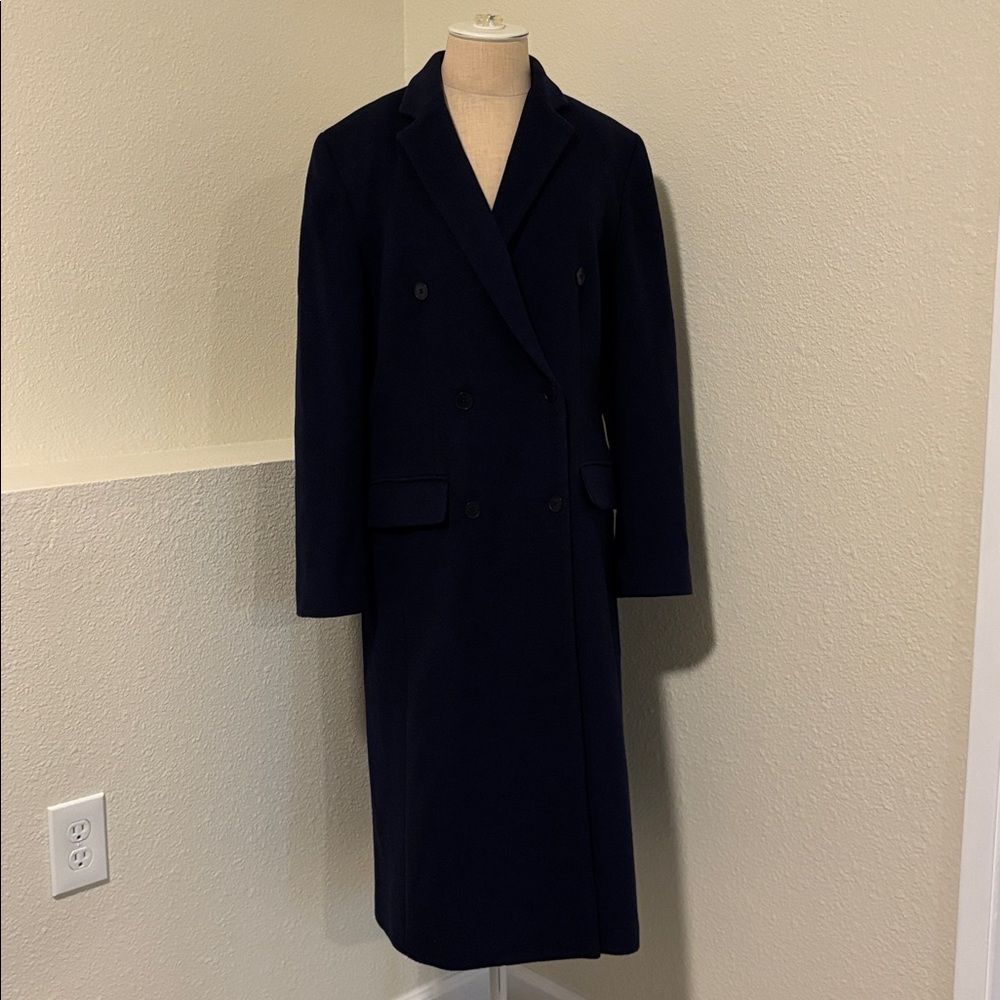 Vintage Lauren by Ralph Lauren Long Line Wool Cashmere Blend Navy Lined Overcoat